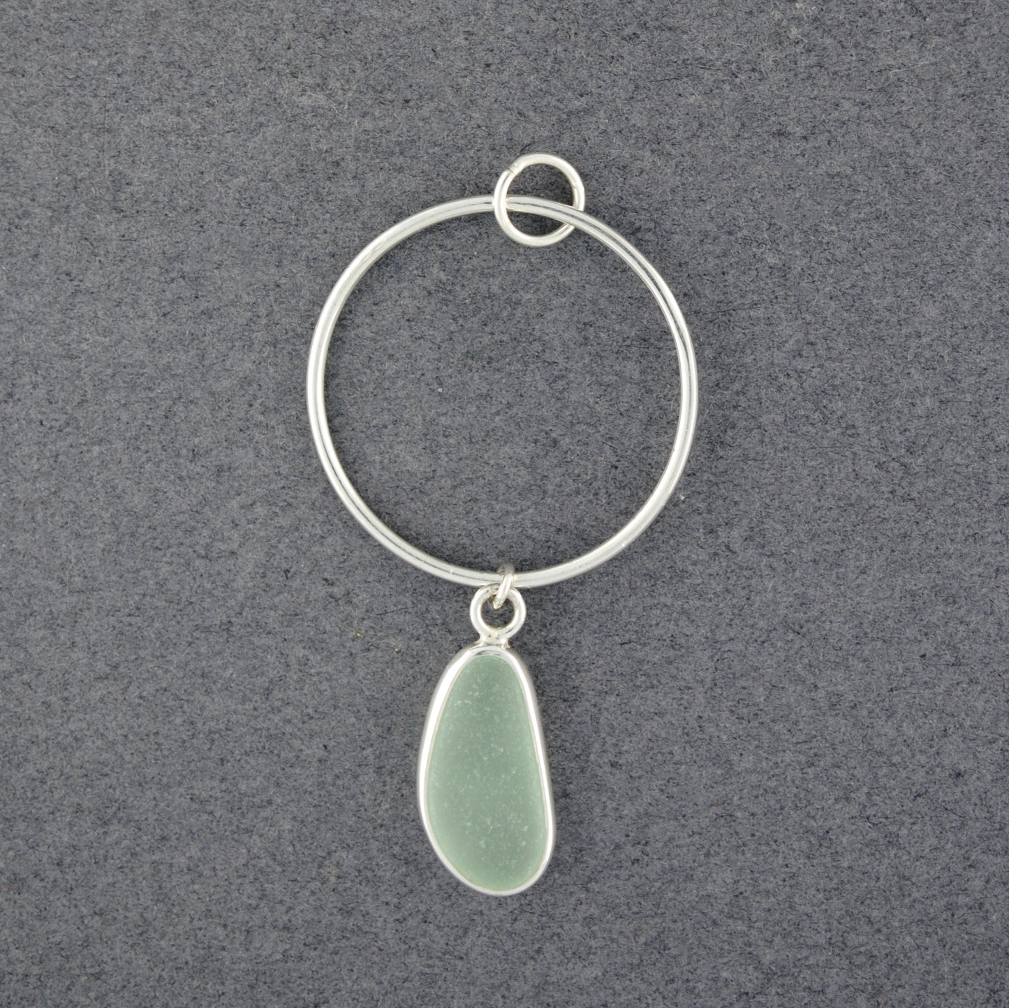 Sterling Silver Seafoam Sea Glass Hoop Drop Pendant