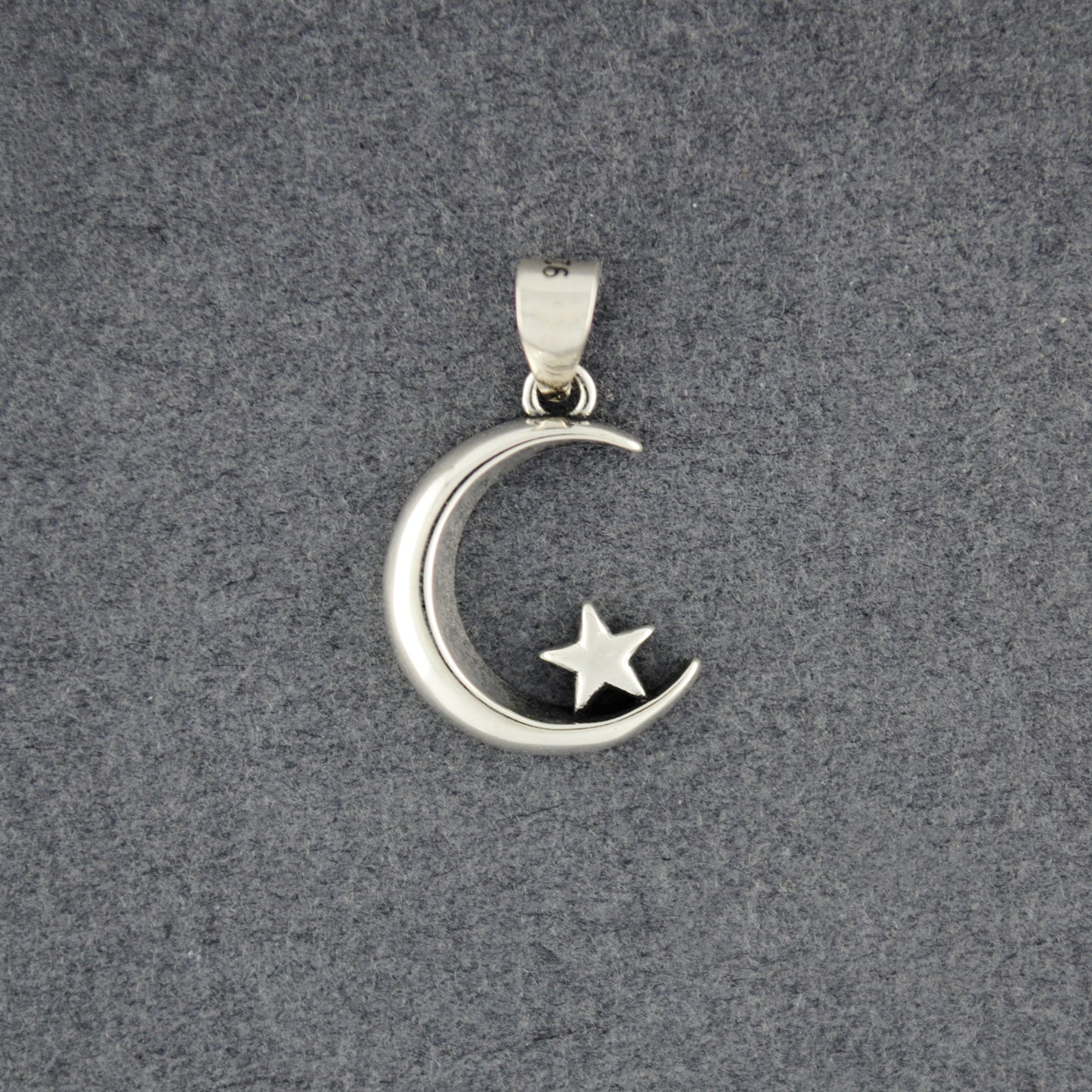 Sterling Silver Mini Crescent Moon & Star Pendant