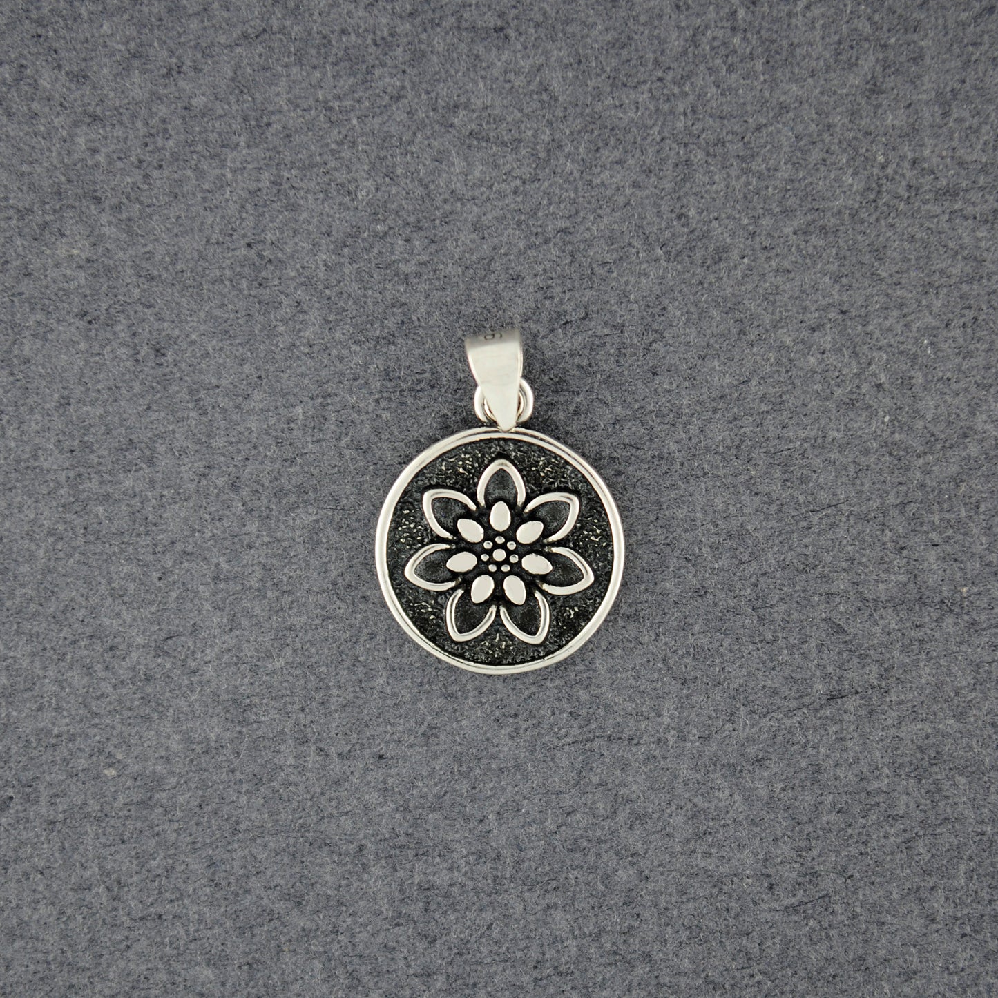 Sterling Silver Mini Flower Disc Pendant