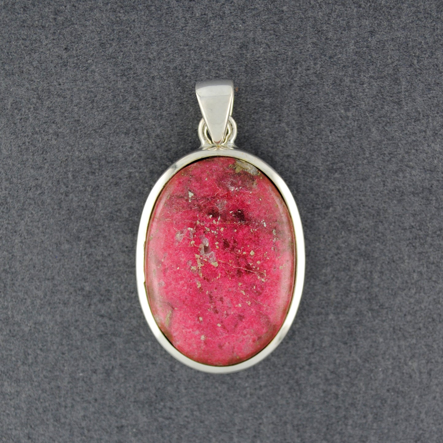 Sterling Silver Pink Thulite Oval Pendant