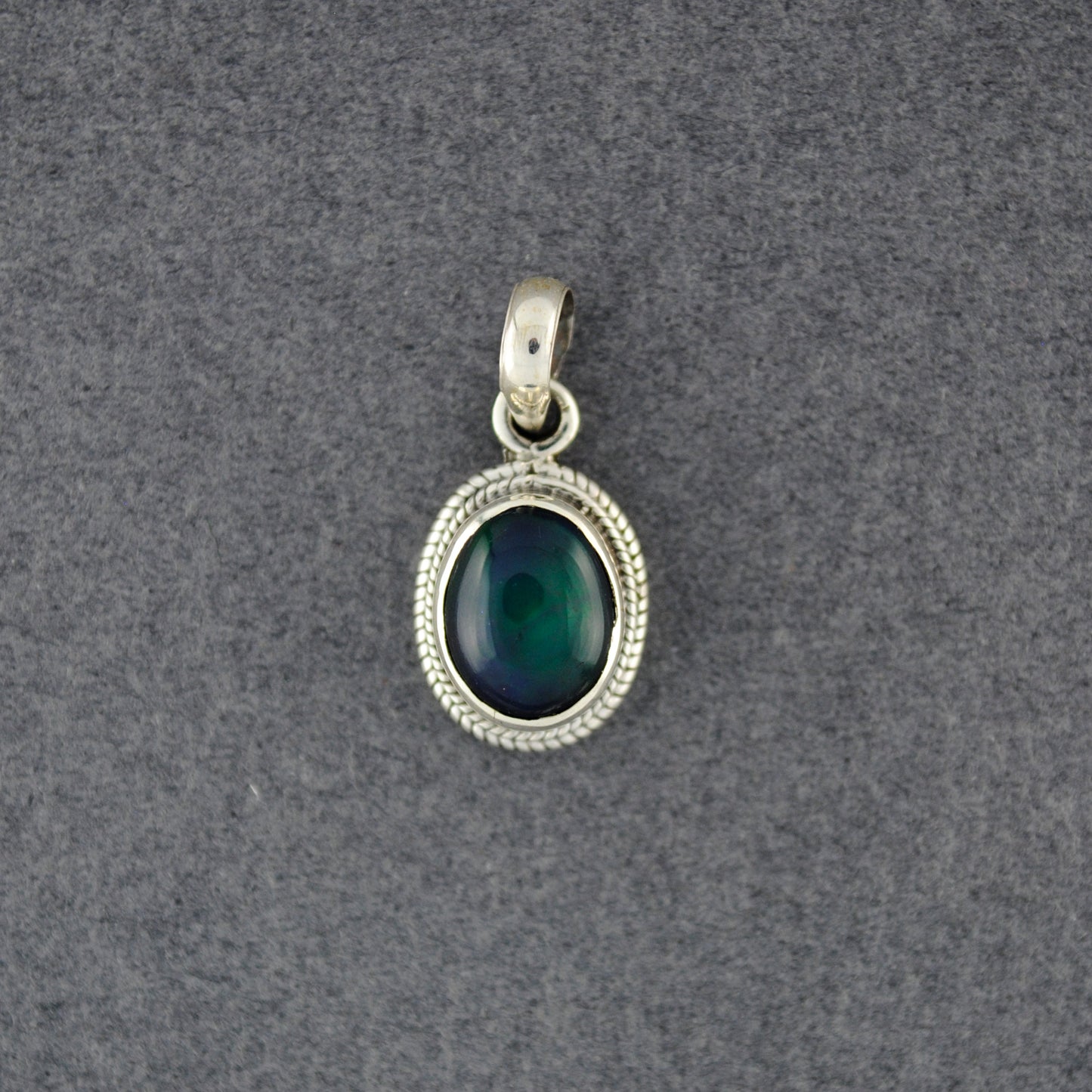 Sterling Silver Black Opal Oval Pendant
