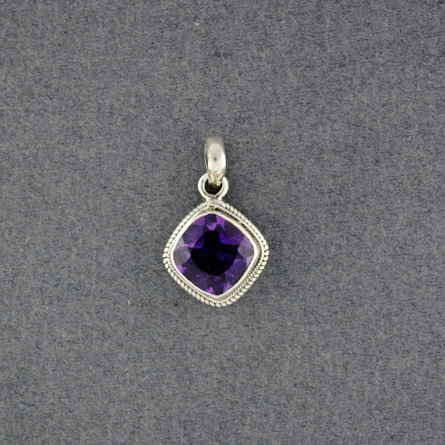 Sterling Silver Amethyst Diamond Pendant