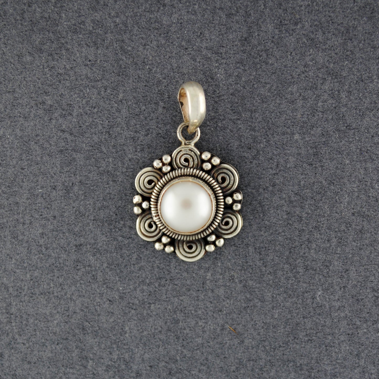 Sterling Silver Pearl Swirl Frame Pendant