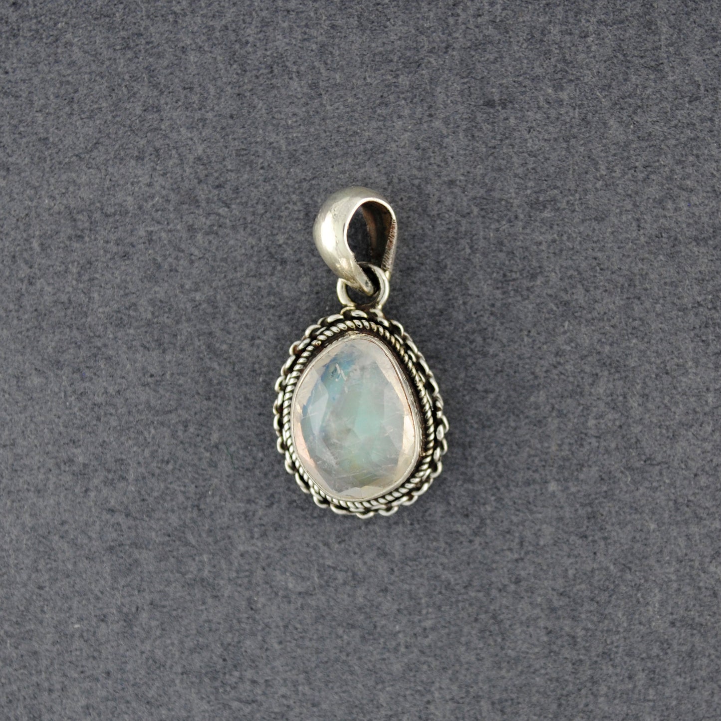 Sterling Silver Faceted Free Form Moonstone Pendant