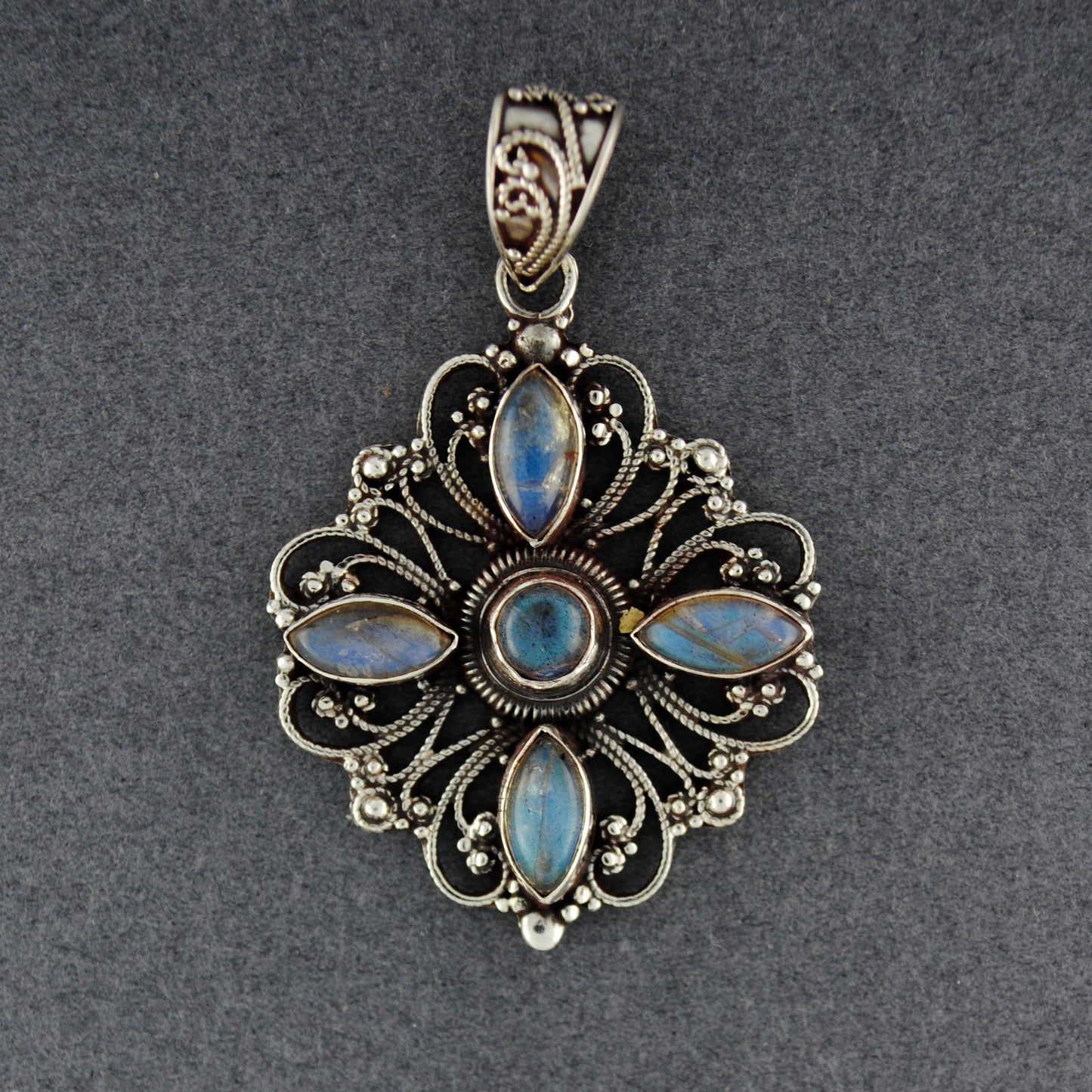 Sterling Silver Labradorite Medallion Pendant