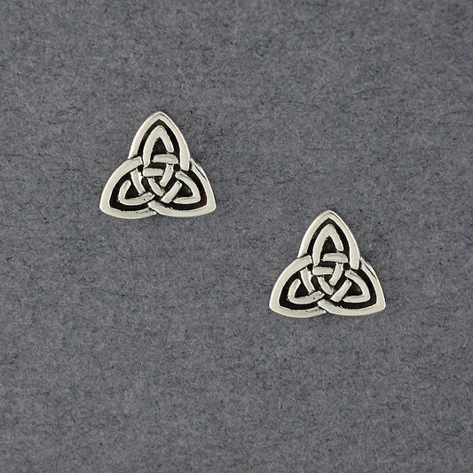 Sterling Silver Antiqued Trinity Knot Post Earrings