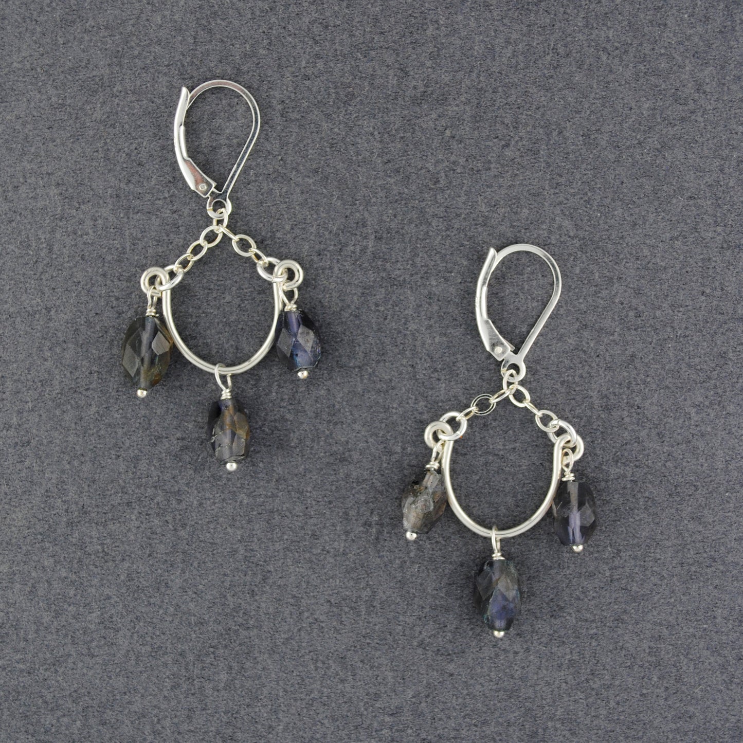 Sterling Silver Chandelier Iolite Earrings