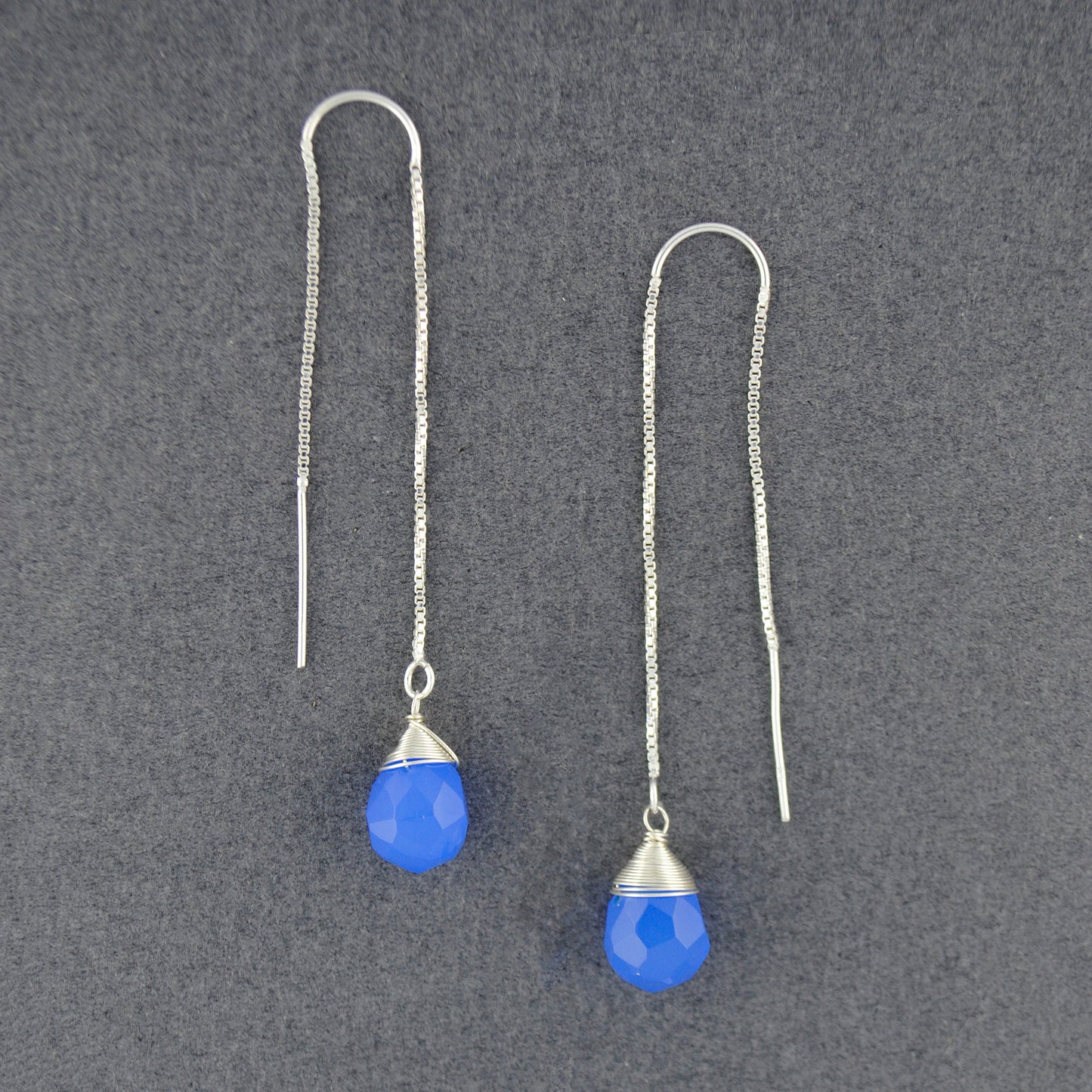 Sterling Silver Threader Periwinkle CZ Earrings