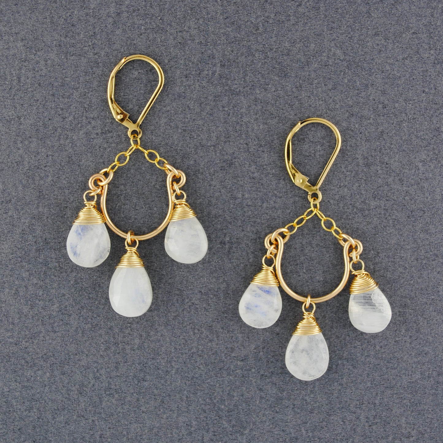 14K Gold Filled Chandelier Moonstone Earrings