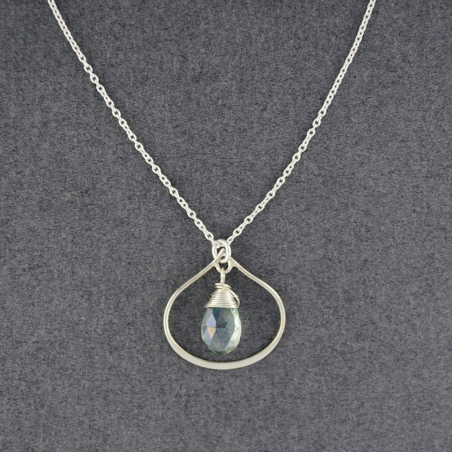 Sterling Silver Green Mystic Quartz Raindrop Necklace