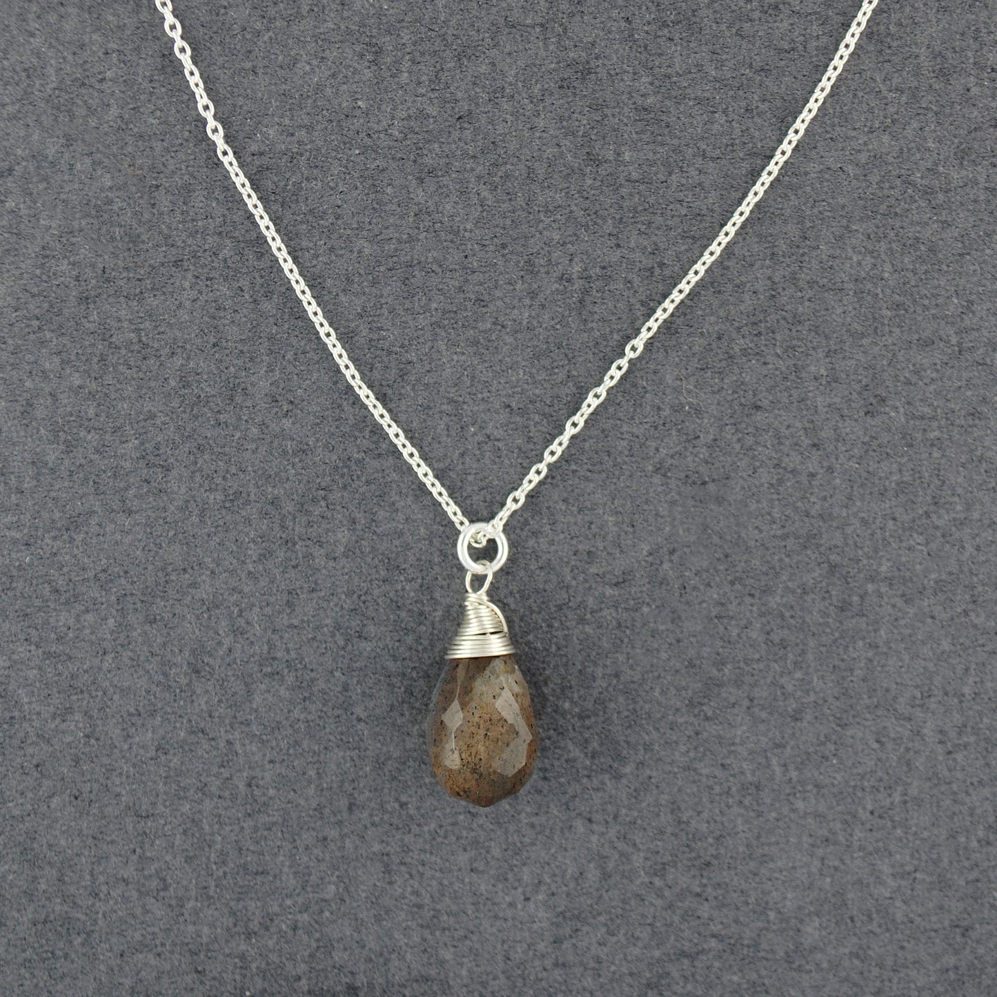 Sterling Silver Labradorite Drop Necklace