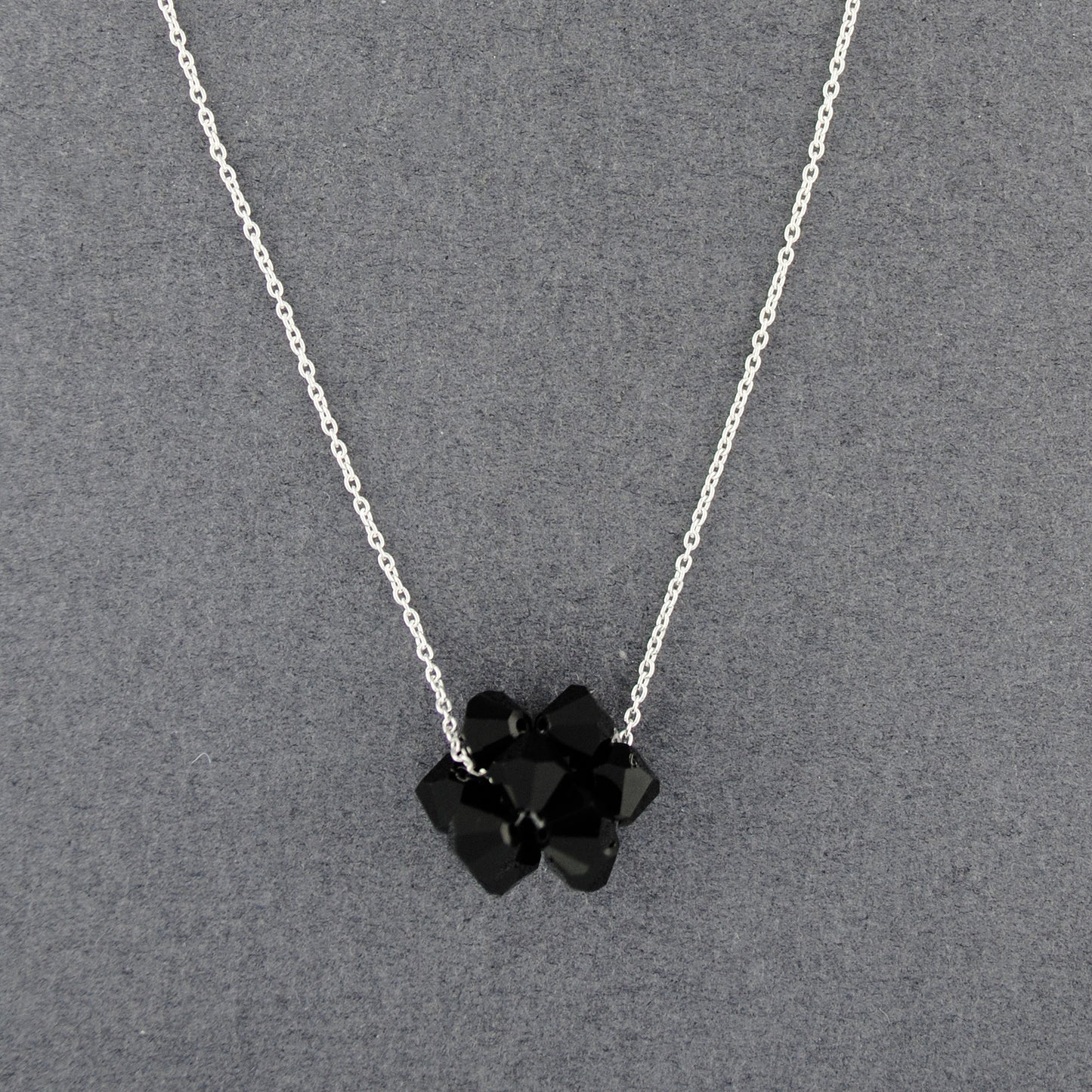 Sterling Silver Rock Candy Jet Swarovski Crystal Necklace