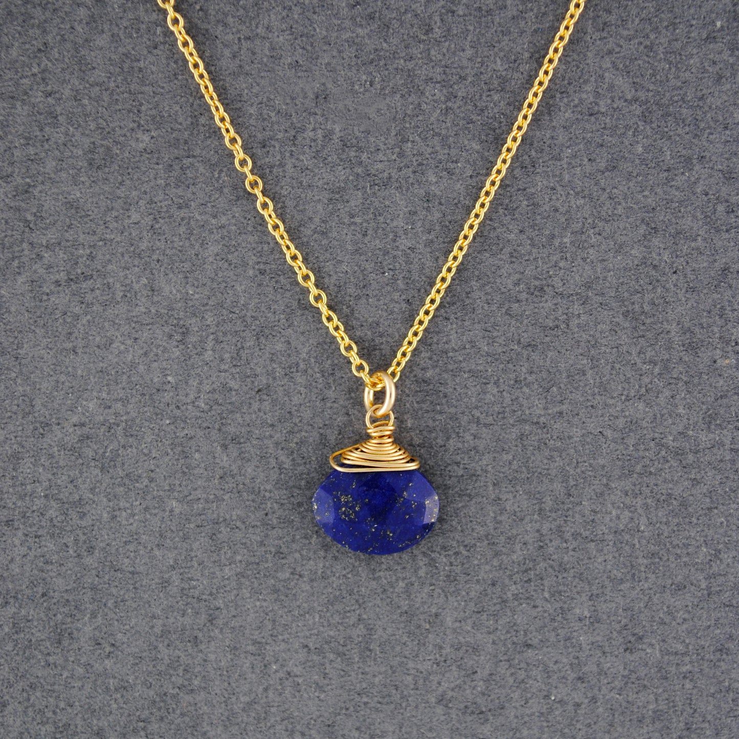 14K Gold Filled Lapis Drop Necklace