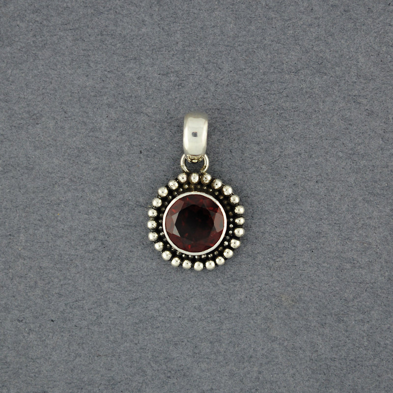 Garnet Round Pendant