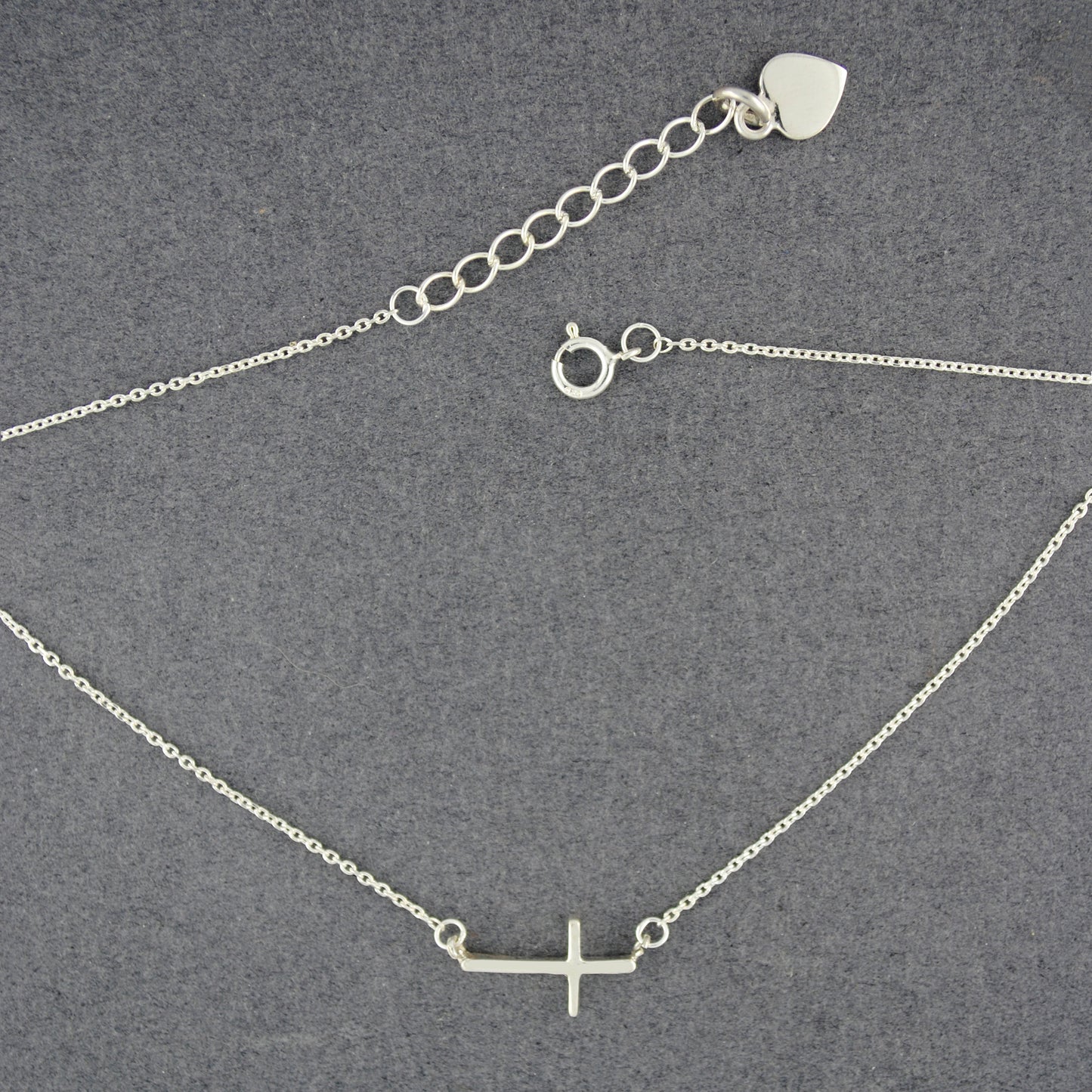 Sterling Silver Sideways Cross Necklace