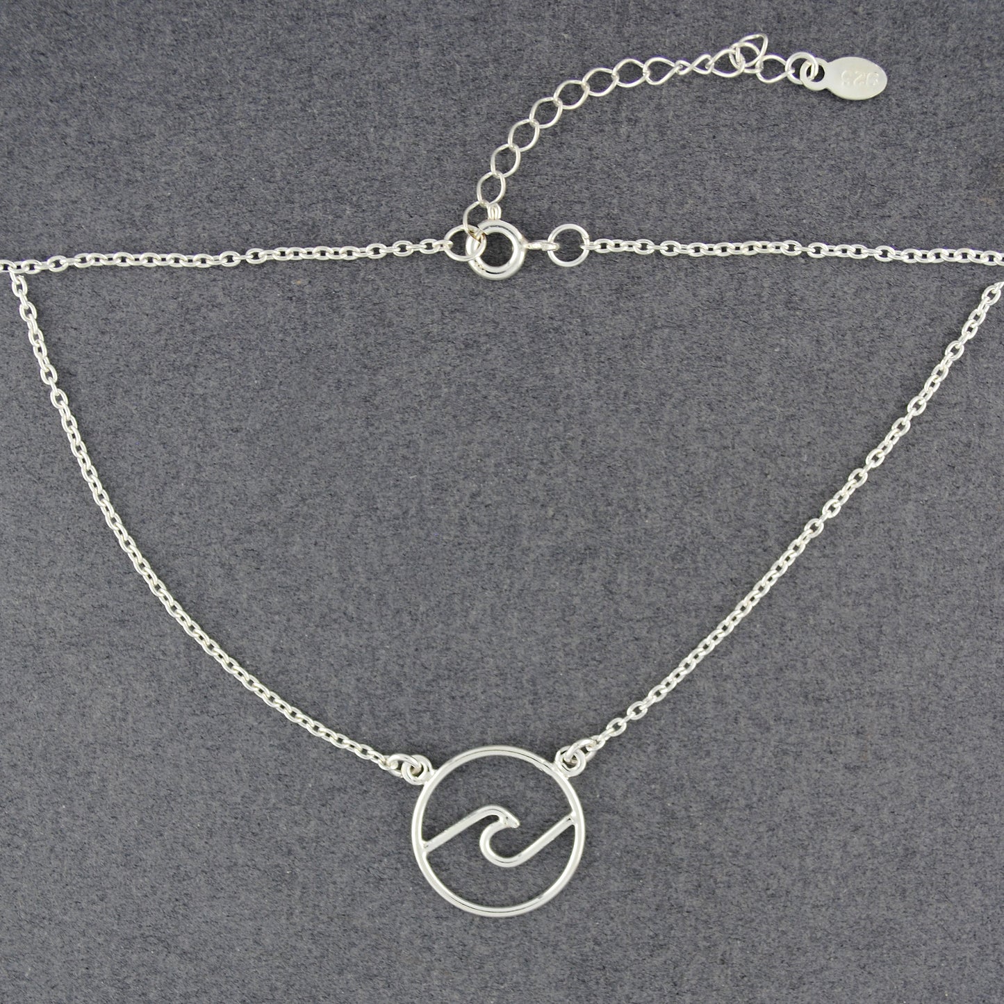 Sterling Silver Wave in Circle Necklace