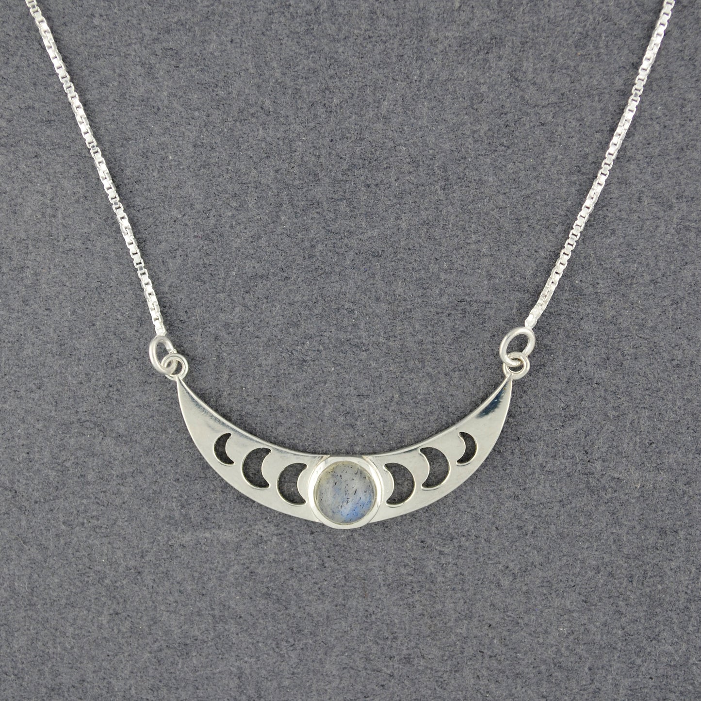 Sterling Silver Labradorite Moon Phase Necklace