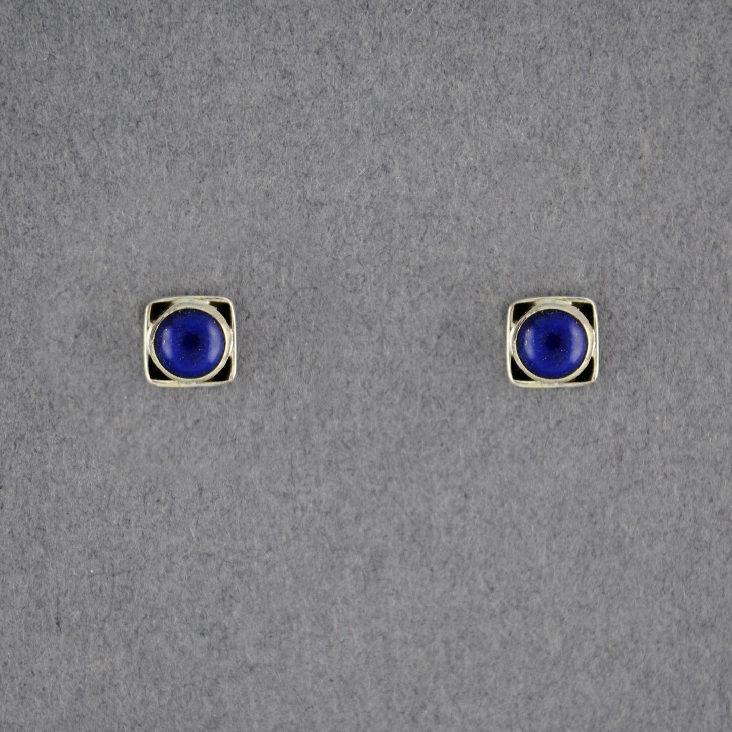 Sterling Silver Lapis in Square Stud Earrings