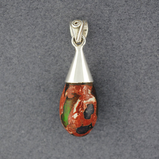 Sterling Silver Opal in Stone Pendant