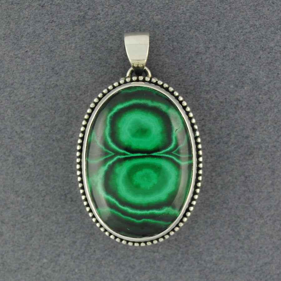 Sterling Silver Malachite Oval Pendant