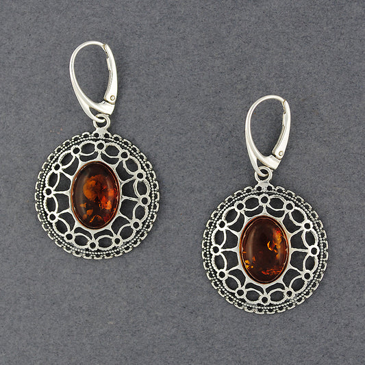 Amber Ornate Oval Earrings