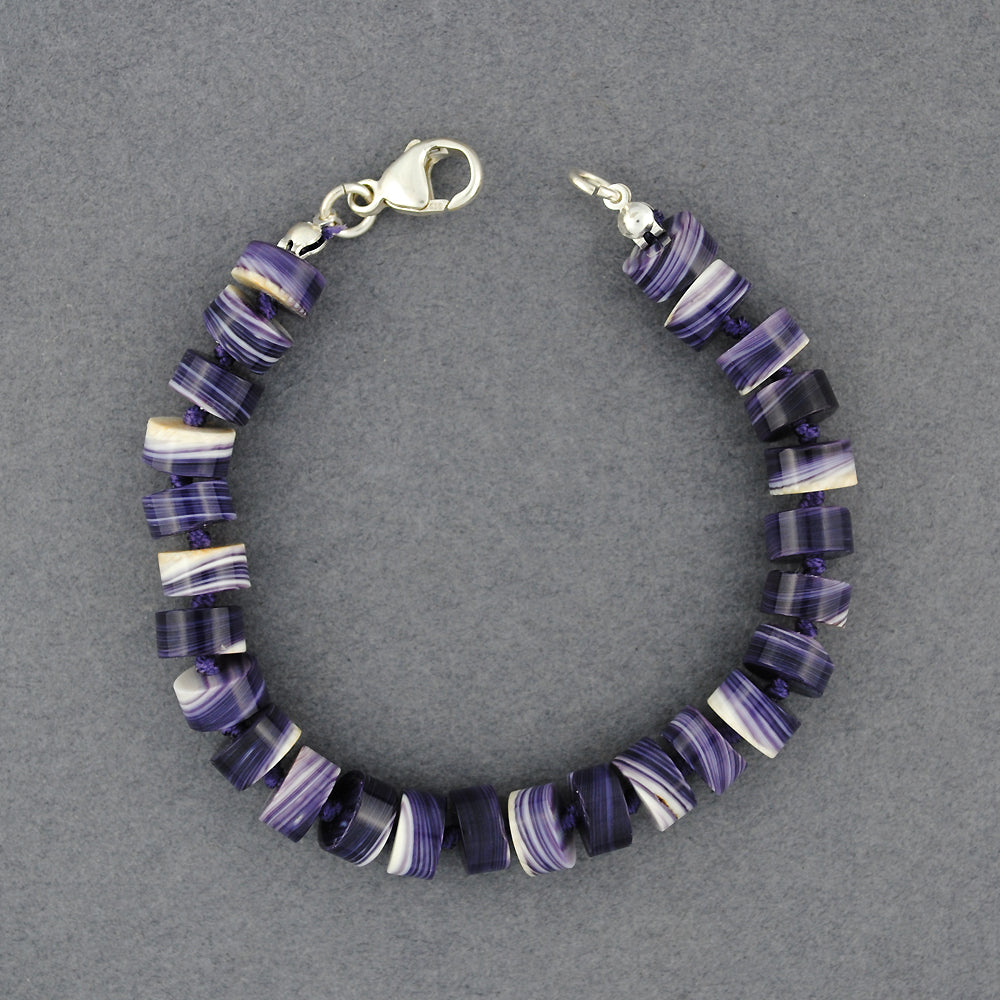 Wampum Hand Knotted Flat Bead Bracelet