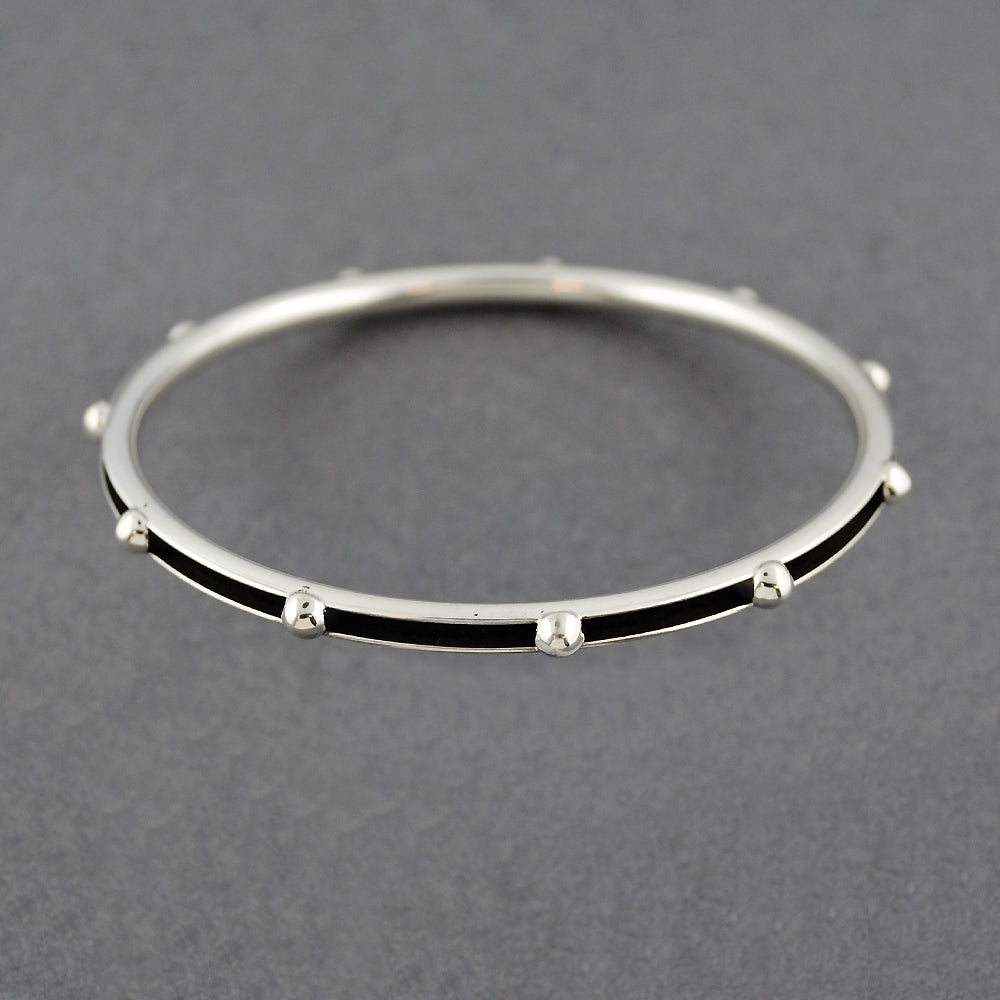 Sterling Silver Dotted Hollow Antiqued Bangle