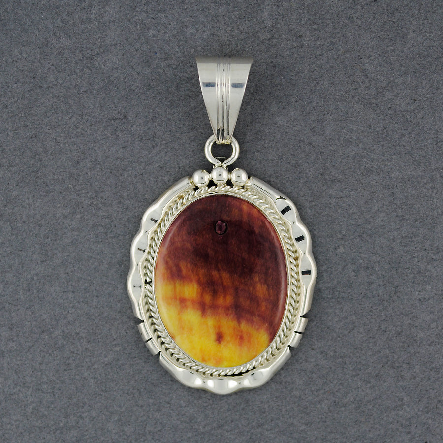 Sterling Silver Spiny Oyster Oval Pendant