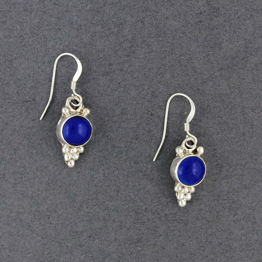 Sterling Silver Lapis Dotted Circle Earrings