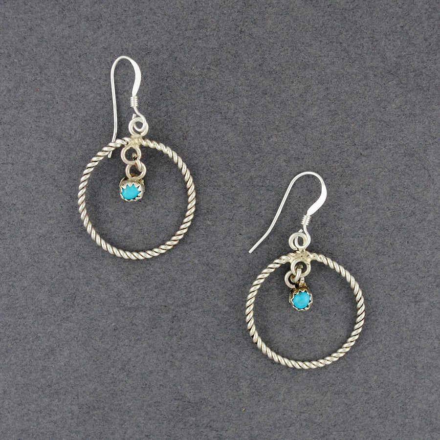 Sterling Silver Turquoise in Hoop Earrings