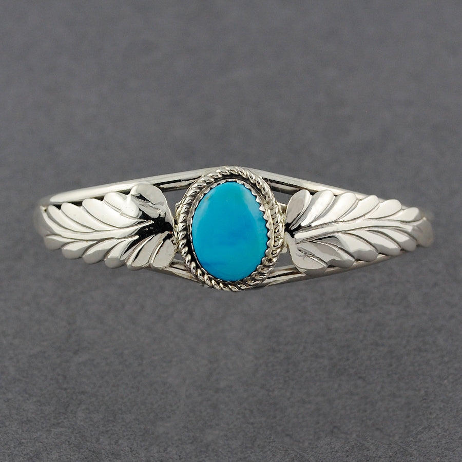 Sterling Silver Turquoise Cuff with Flourish Design