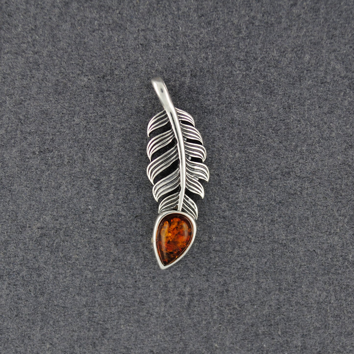 Amber Feather Pendant