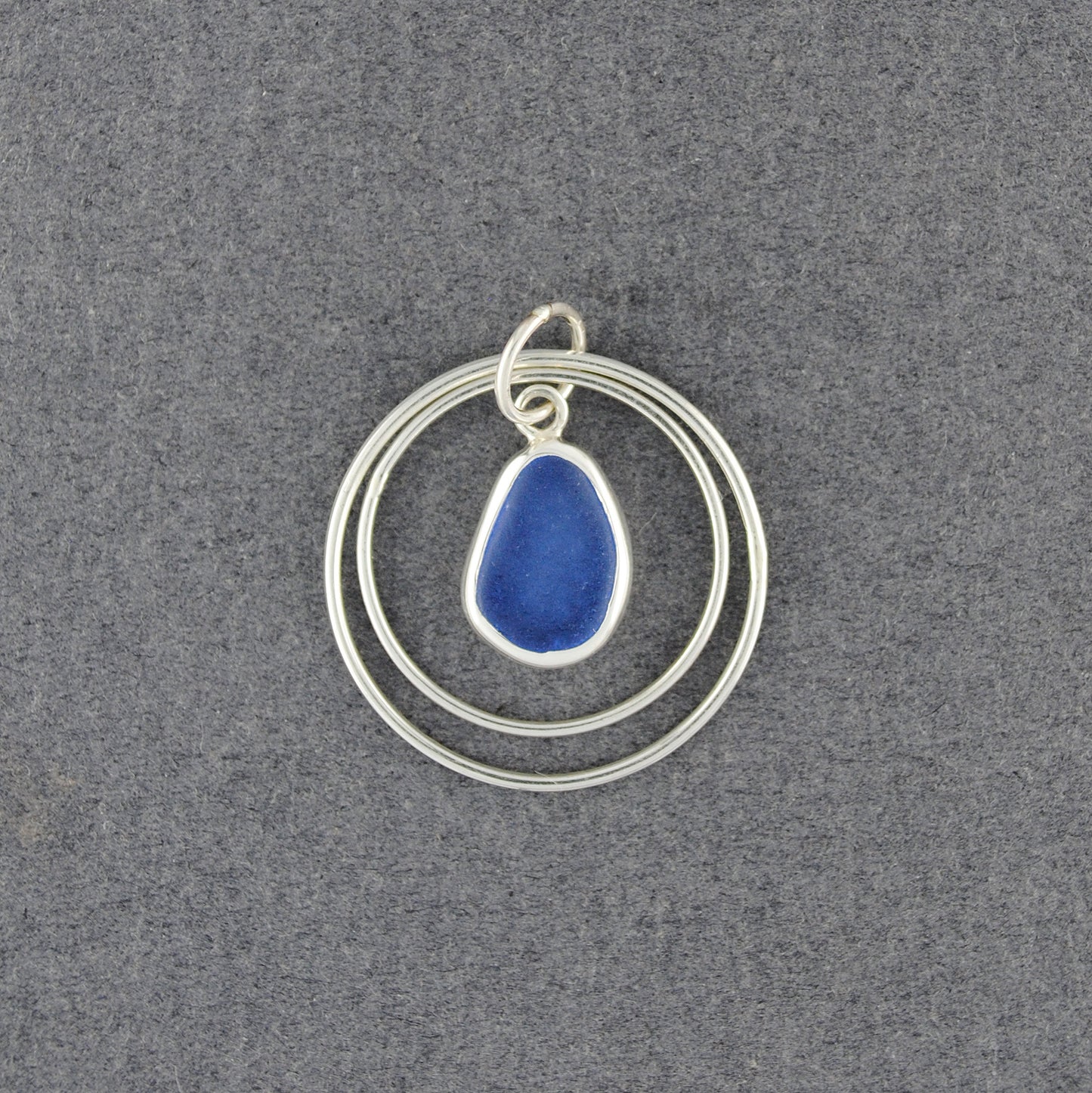 Sterling Silver Cornflower Sea Glass Karma Pendant