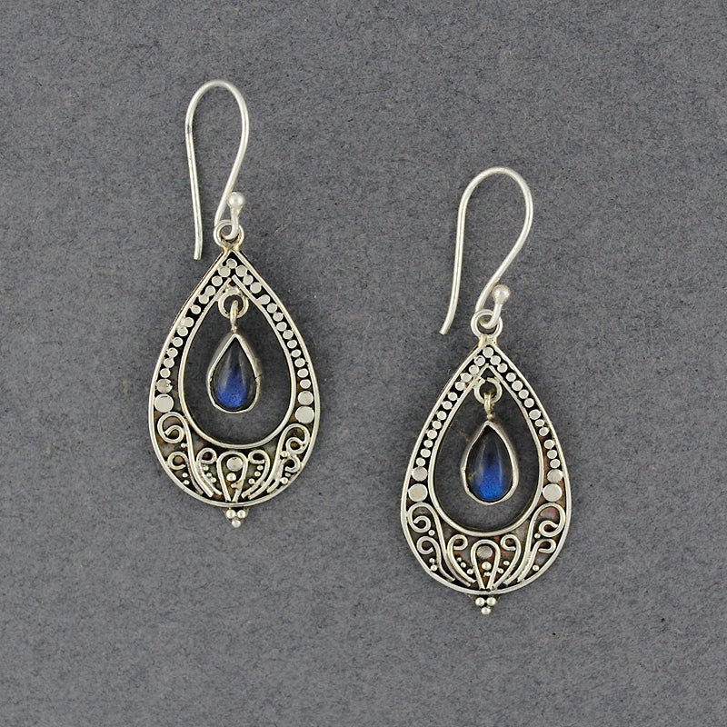 Labradorite Ornate Teardrop Earrings