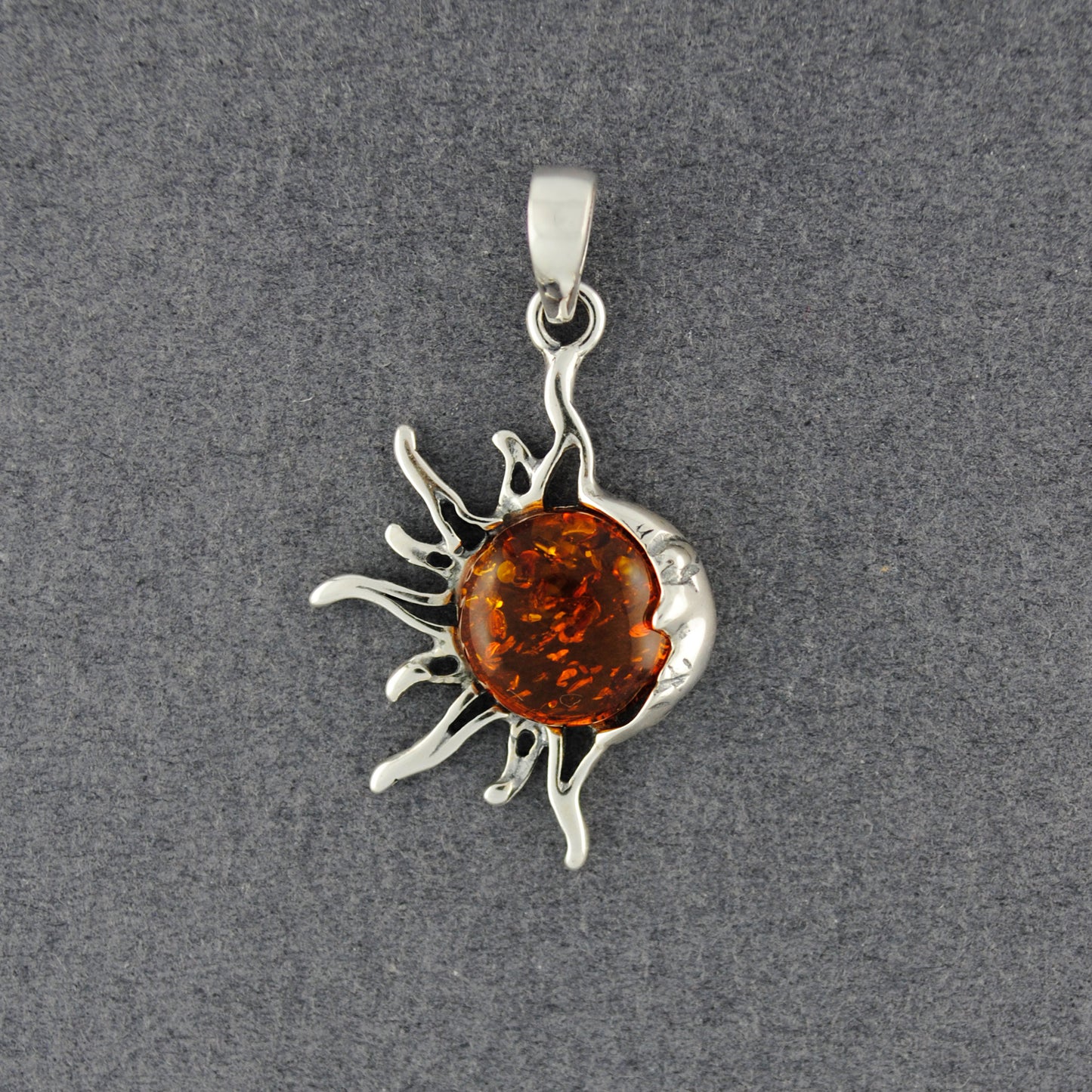 Amber Half Sun and Moon Pendant