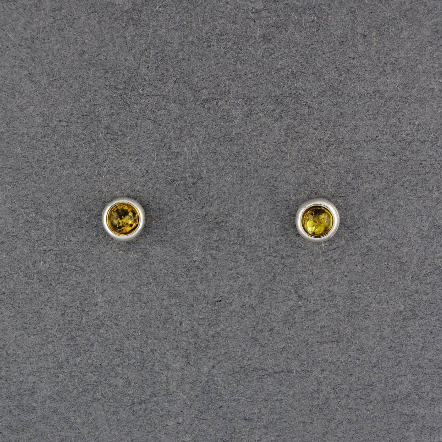 Green Amber Small Circle Post Earrings