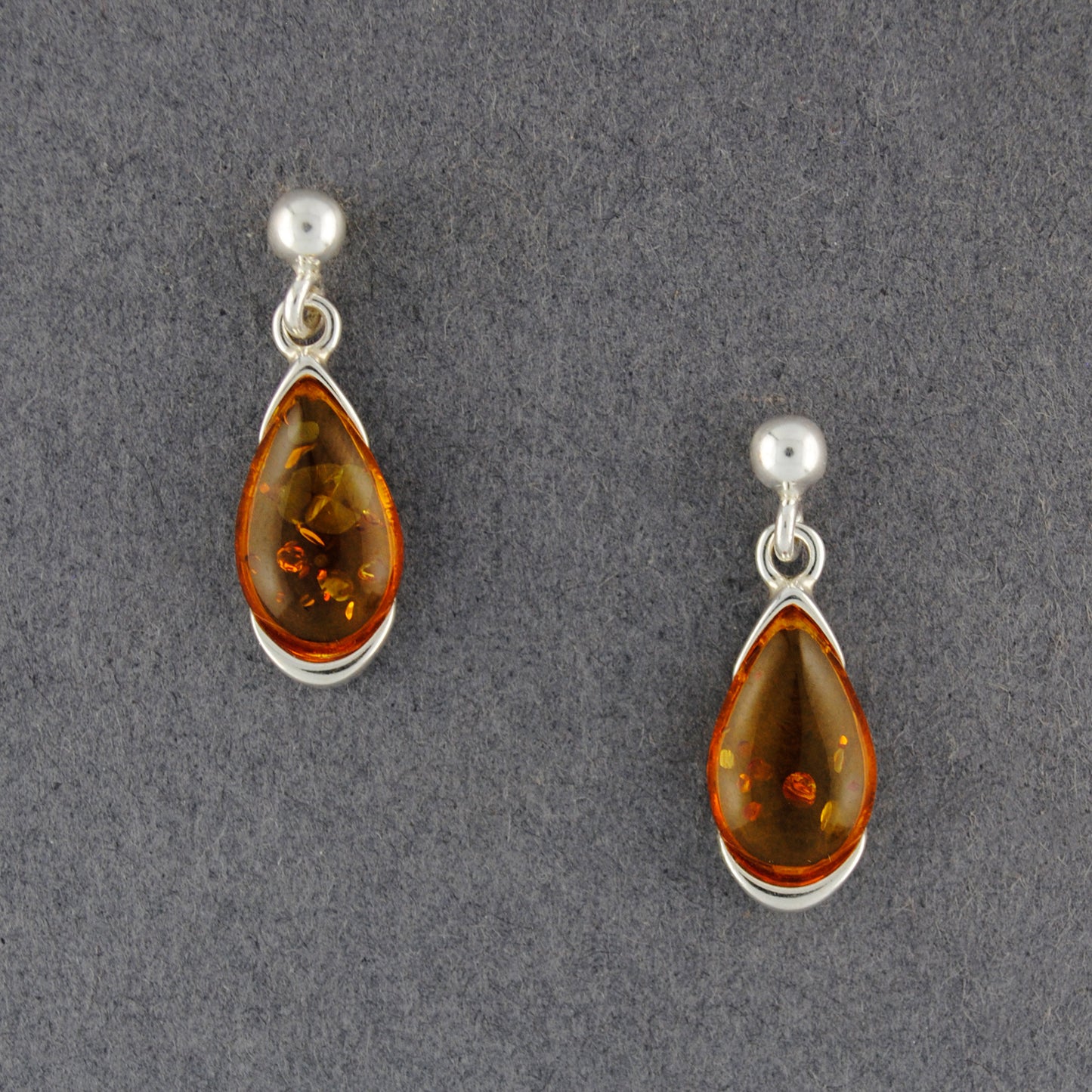 Amber Teardrop on Post Earrings
