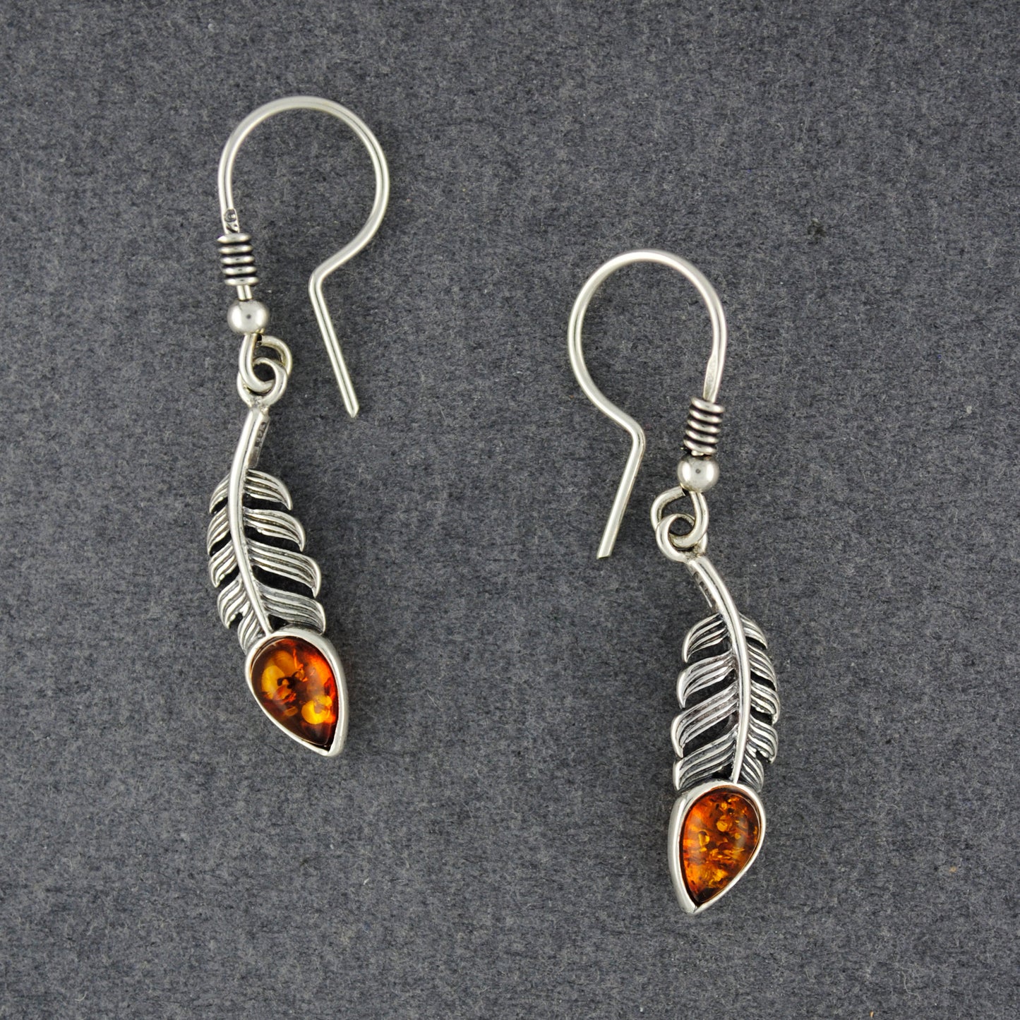 Amber Feather Earrings