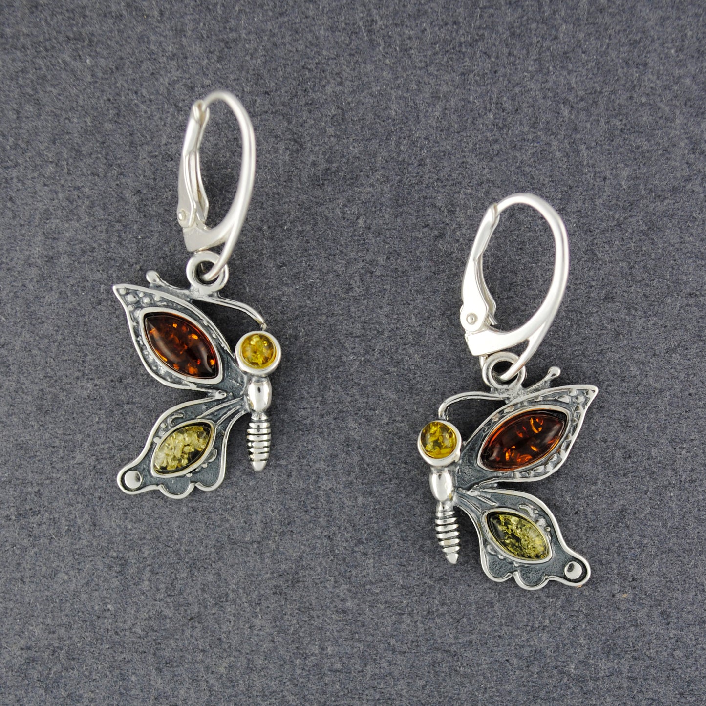 Multi Amber Folded Butterfly Earrings