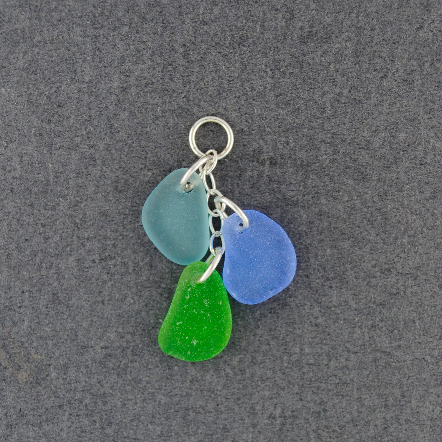 Sterling Silver Tropical 3 Drop Sea Glass Pendant