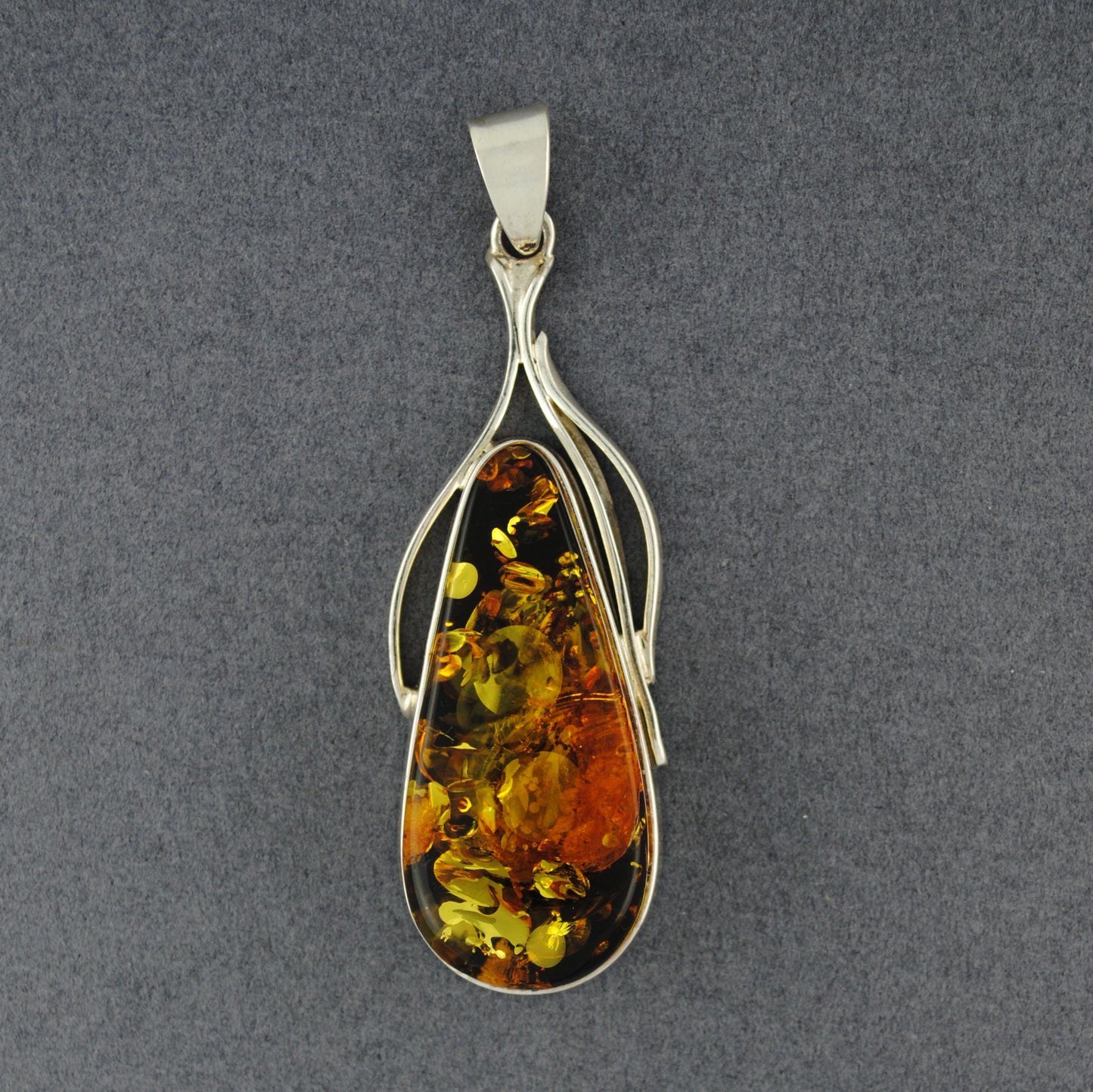 Green Amber Large Teardrop Pendant