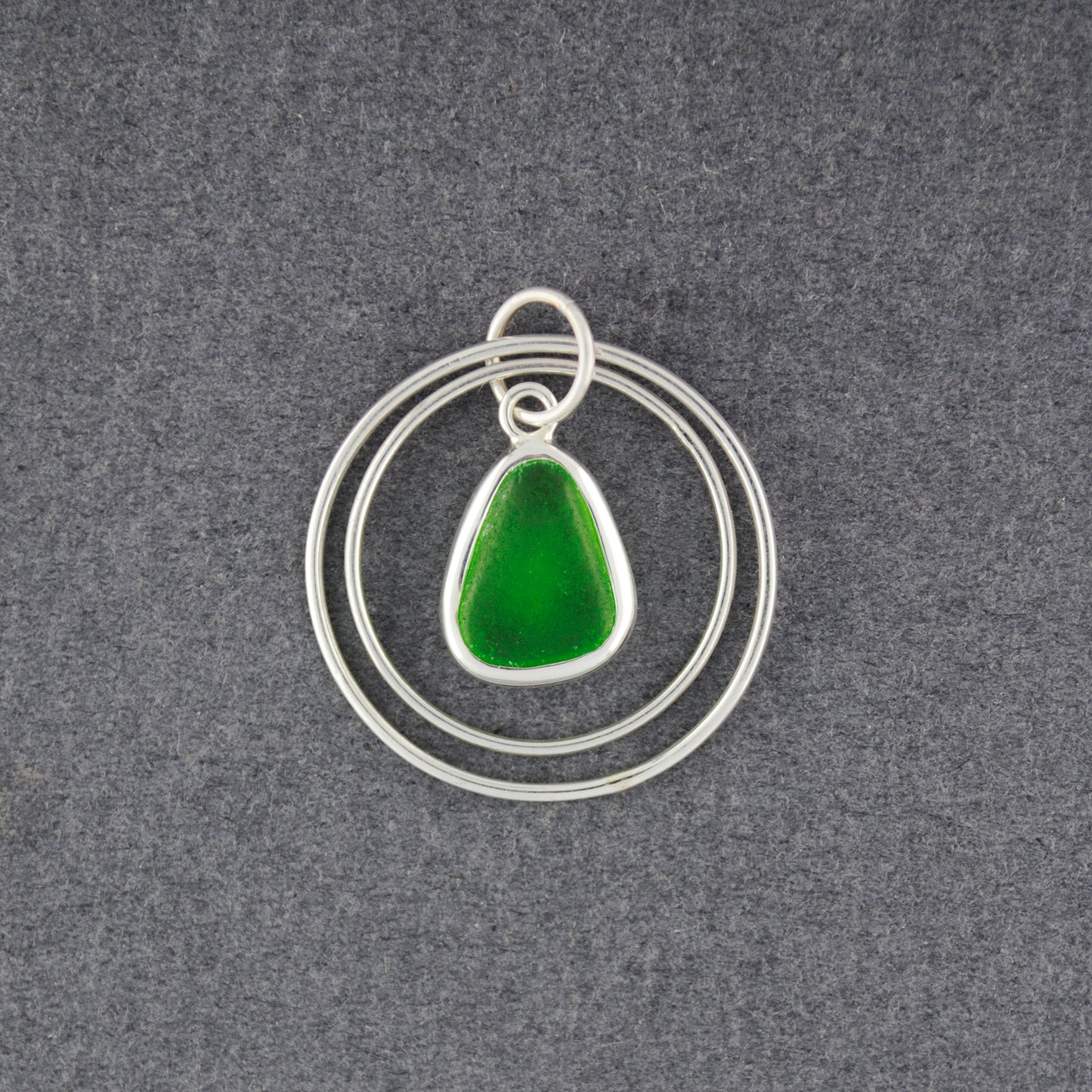 Sterling Silver Green Sea Glass Karma Pendant