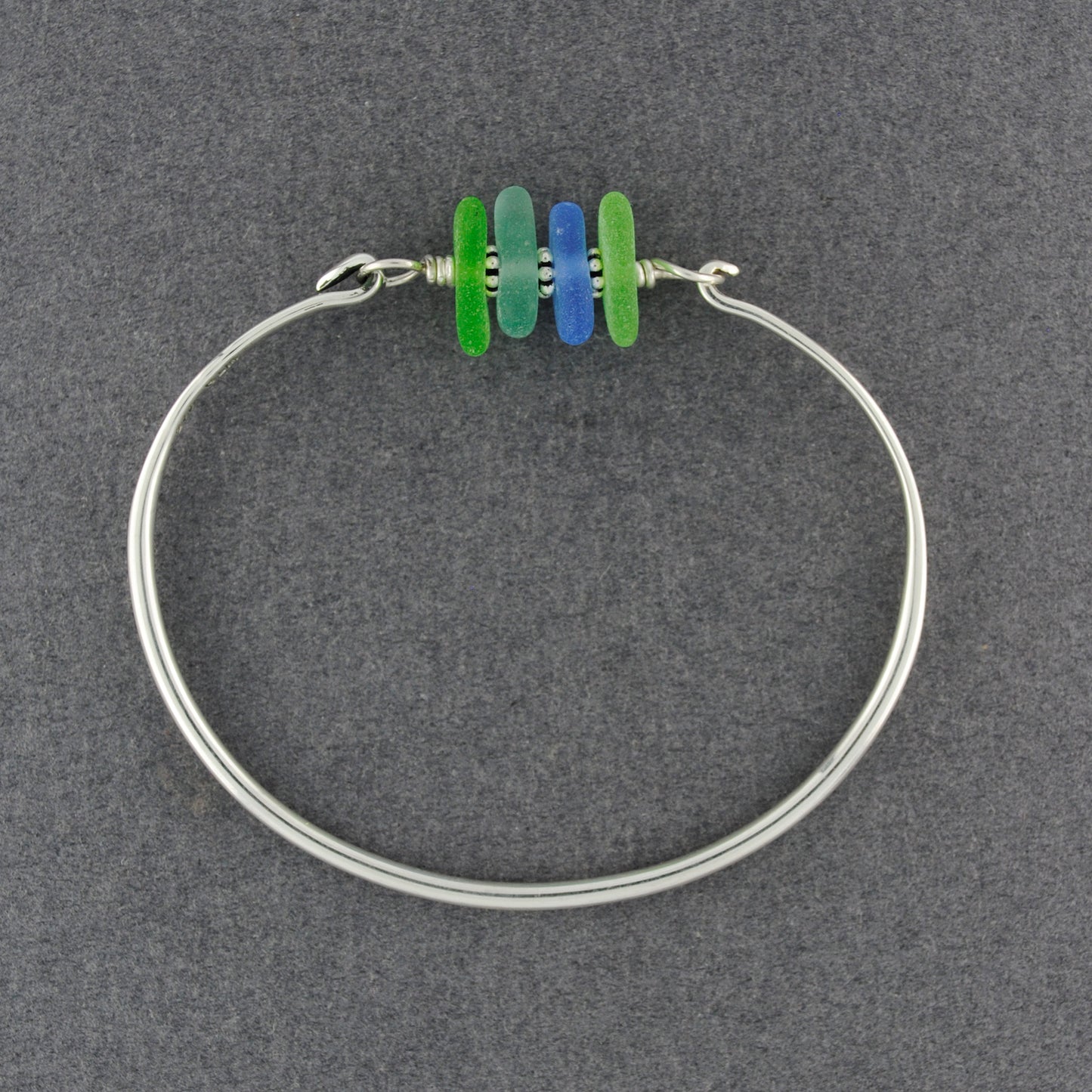 Sterling Silver Tropical 4 Stone Sea Glass Bangle