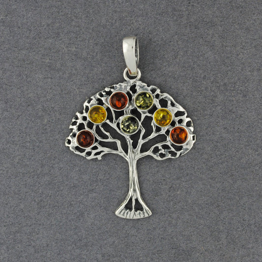 Amber Multi Color Tree of Life Pendant