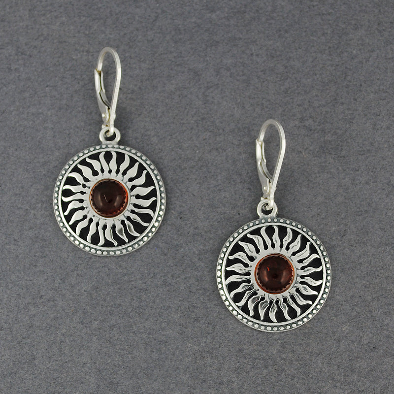 Amber Sunburst Beaded Border Earrings