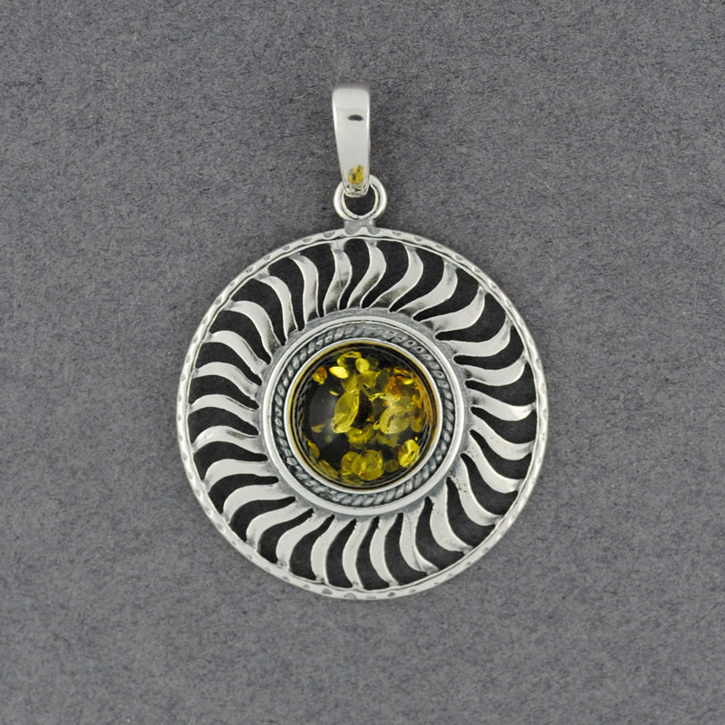 Green Amber Sunburst Pendant