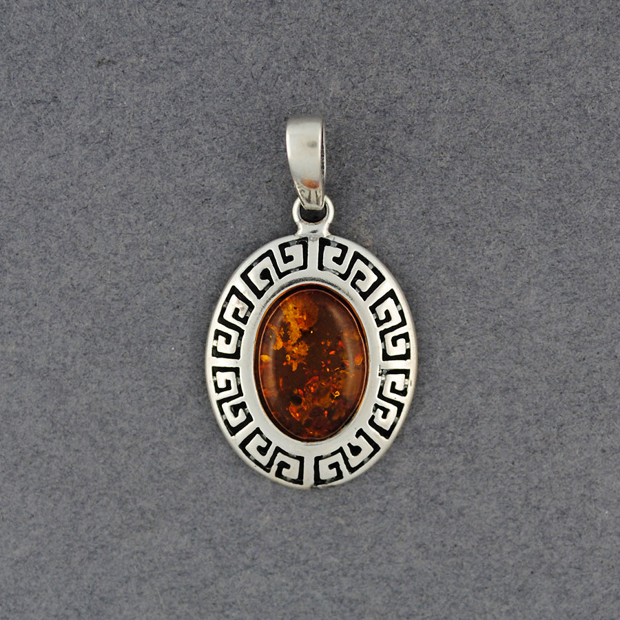 Amber Greek Key Pendant