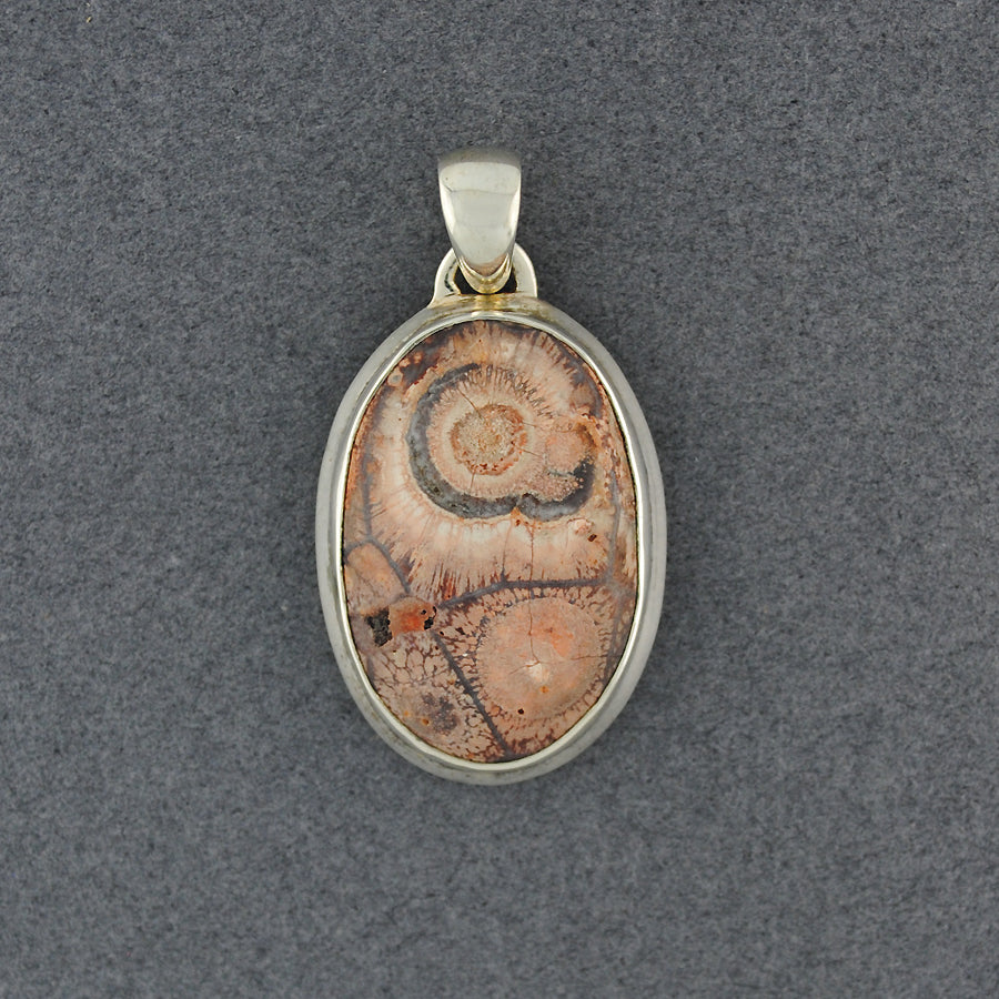 Sterling Silver Sunflower Stone Oval Pendant