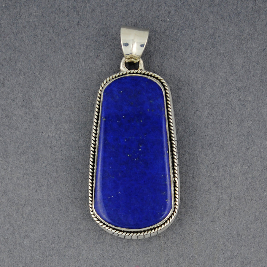 Sterling Silver Lapis Curved Rectangle Pendant