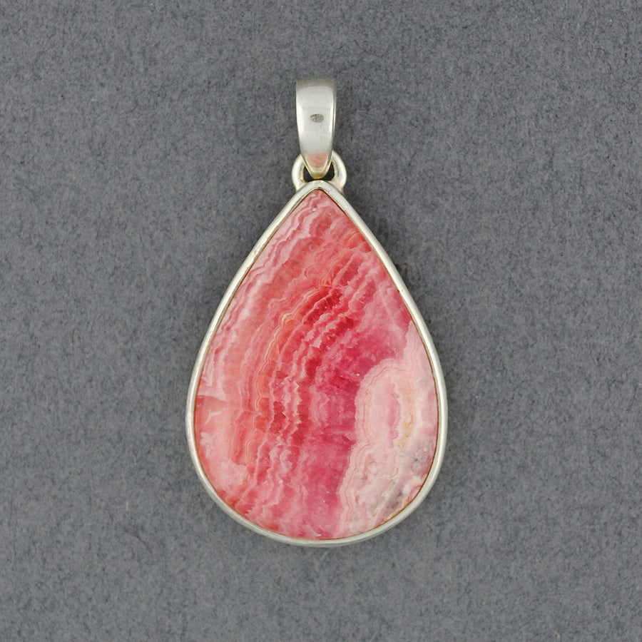 Sterling Silver Rhodochrosite Wide Teardrop Pendant